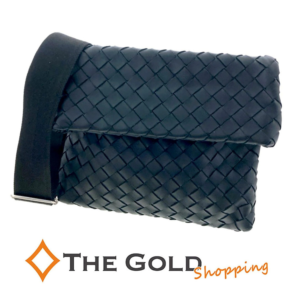 Bottega Veneta Crossbody Bag Leather Intrecciato Clasp Closure Shoulder Black